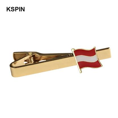 Men's national flag patterned tie bar, multiple countries
