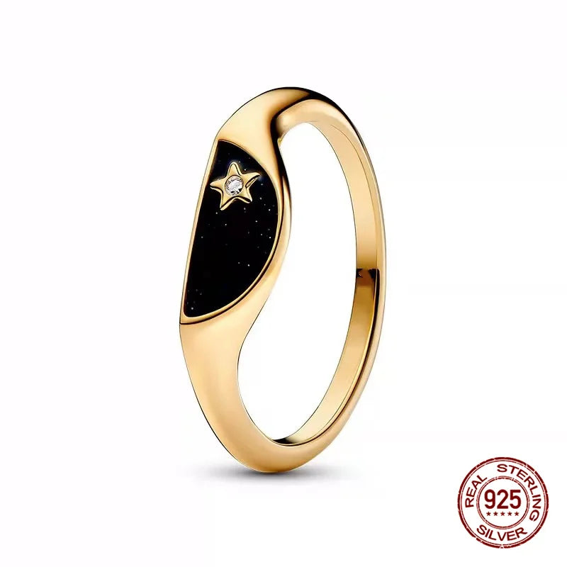 925 Hopeinen tähdenlento sormus, säädettävä, saatavana eri variaatioita