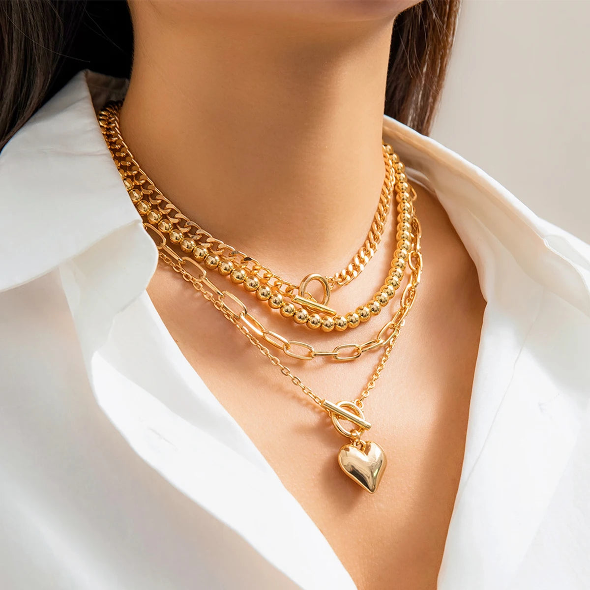 Heart pendant necklace set for women, full package