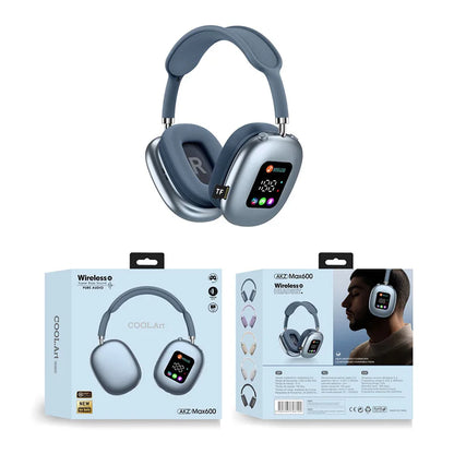 Premium wireless headphones with RGB display, memory card reader