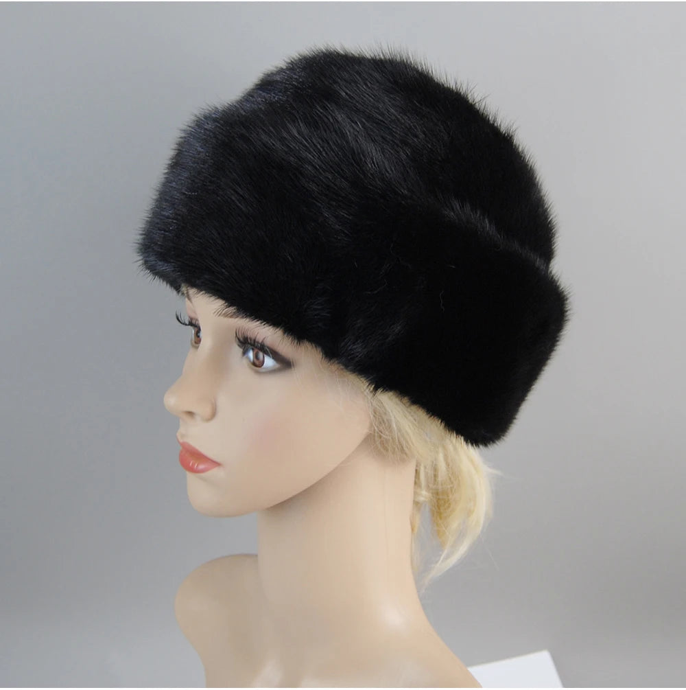 Genuine mink fur hat, luxury winter hat, unisex