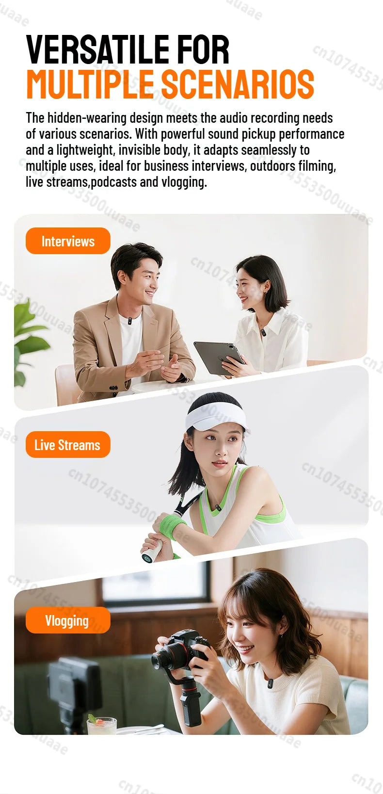 Monster N10 PRO Wireless Lavalier Microphone, 1 Receiver + 2 Transmitters