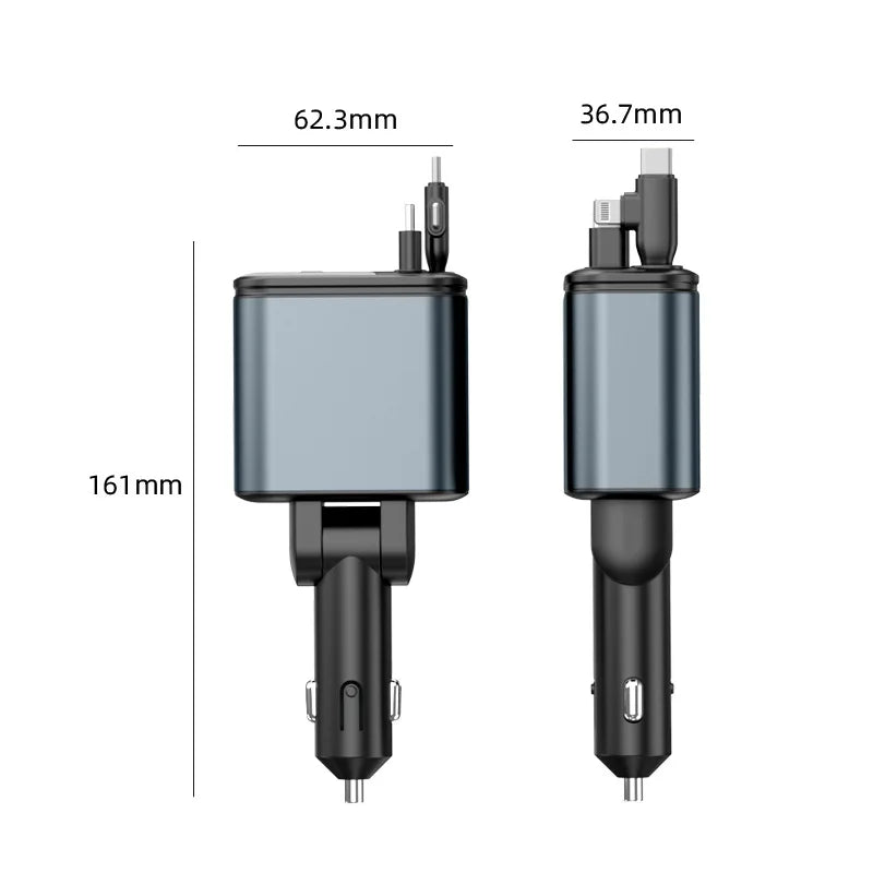 5-in-1 180W Autolaturi – Bluetooth 5.0 FM-lähetin, Pikalataus ja LED-valaistus