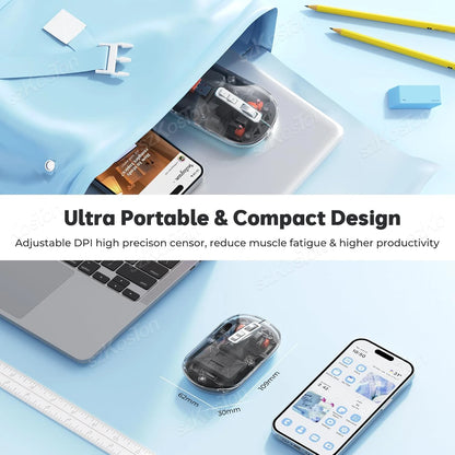 Langaton bluetooth läpinäkyvä pelihiiri, ladattava akku