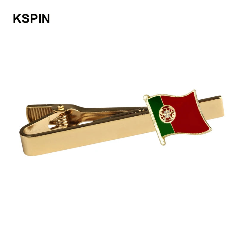 Men's national flag patterned tie bar, multiple countries