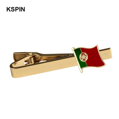 Men's national flag patterned tie bar, multiple countries