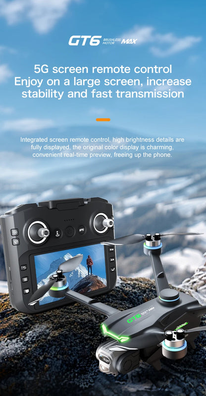 GT6 Max Drone 2025 – 8K Kamera, 5G GPS, 2KM Kantama, Harjaton Moottori – Ammattilaisdroni