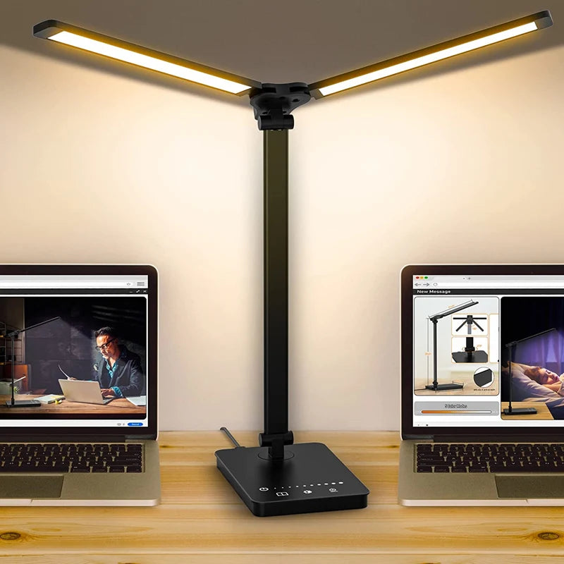 Double-headed LED table lamp, 5 color temperatures, 5 brightness levels