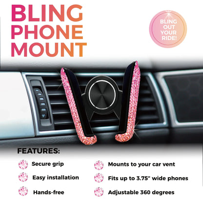 Timanttikoristeinen Auton Puhelinpidike - Ilmanvaihtoaukon Kiinnike Kristallilla