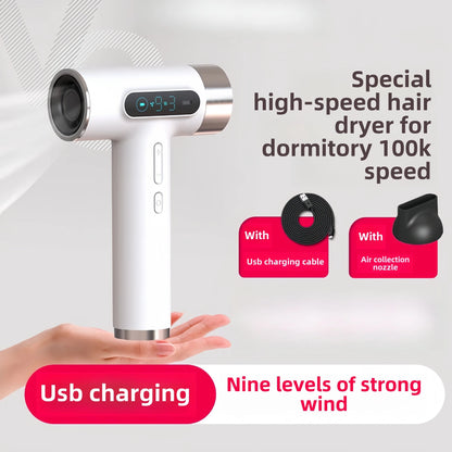 Langaton USB-ladattava Hiustenkuivaaja – Kannettava Nopea Kuivaus 3 Nopeutta