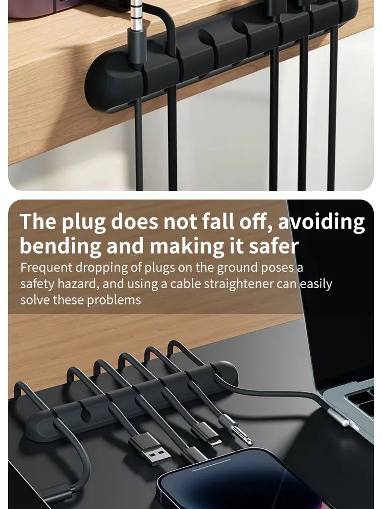 Kaapeliorganisaattori 5/7-reikäinen - Työpöydän Latauskaapelien Pidike, Hiiren ja Kuulokkeiden Kaapelikela