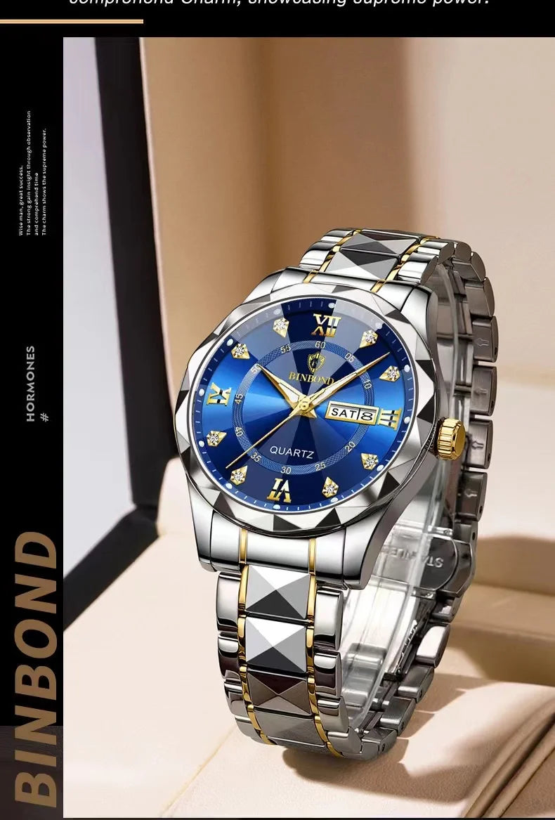 BINBOND Luxury watch for men, stylish design and practical functions