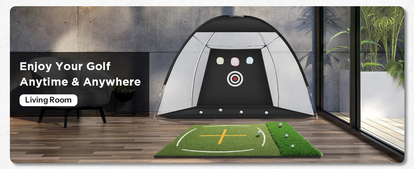 Golf practice mat 5x4ft, double-sided turf with swing guide lines