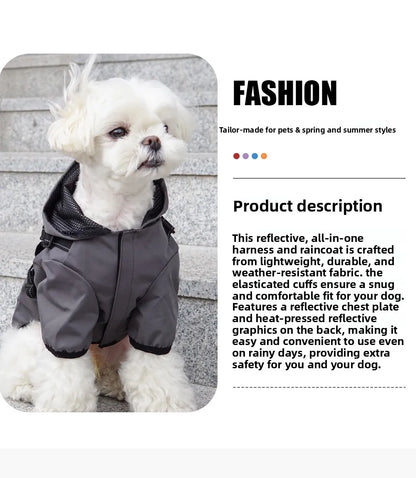 Reflective dog raincoat, for small dogs