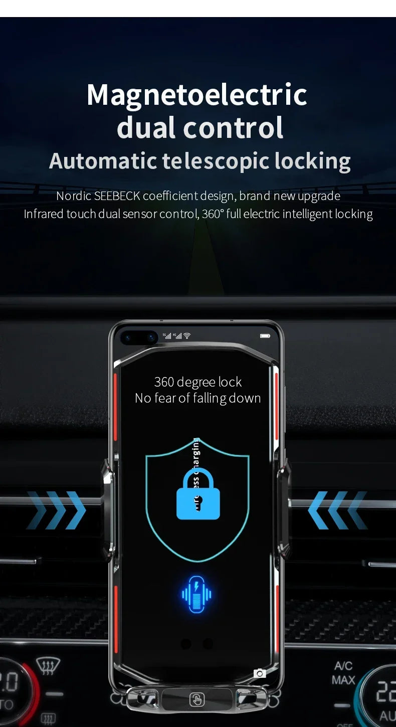 VIKEFON Langaton Autolaturi Magneettinen - Automaattinen Pikalataus iPhone & Samsung