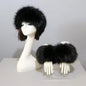 Women's fox fur coat 3-piece winter set, headband, hat and wrist warmers