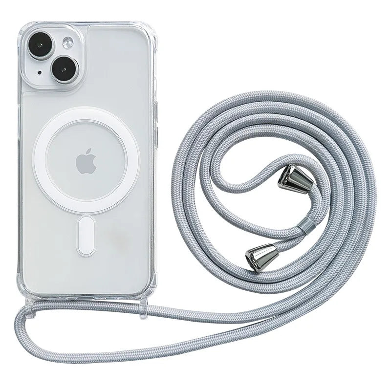 Crossbody Kaulanauha iPhone-suojakuori MagSafe - Läpinäkyvä Magneettinen Kotelo