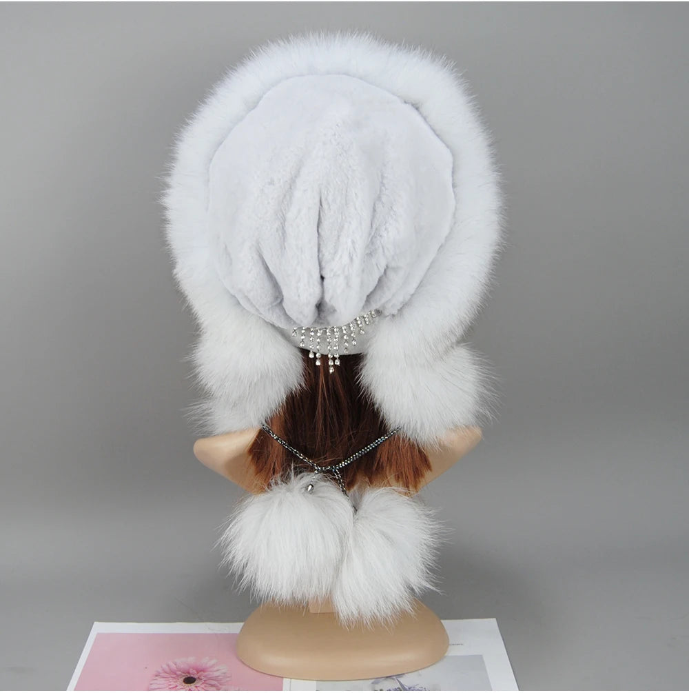 Women's genuine fox fur hat, different shades