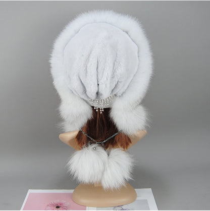 Women's genuine fox fur hat, different shades