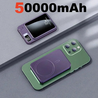 Magneettinen Langaton Virtalähde 50000mAh - Superpikalataus, Kannettava Powerbank iPhone & Huawei