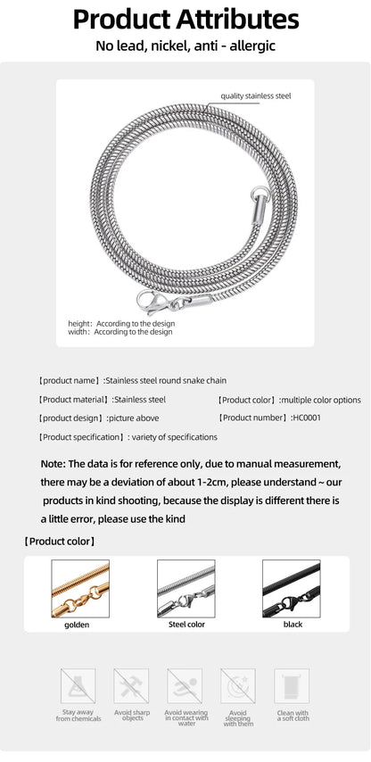 HIYEE Snake Chain Necklace, Classic Unisex Design