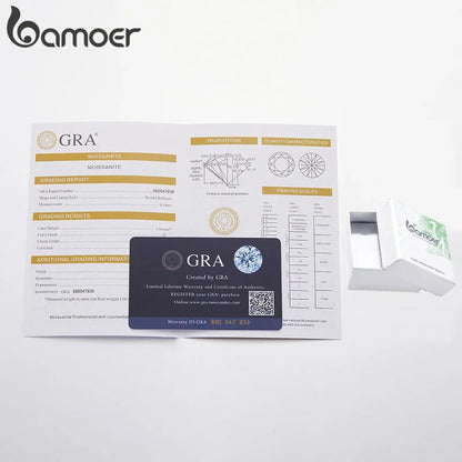 BAMOER Kukka Moissanite -sormus, 925 hopea, moissanite-kivi keskellä