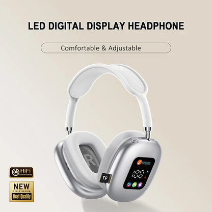 Premium wireless headphones with RGB display, memory card reader