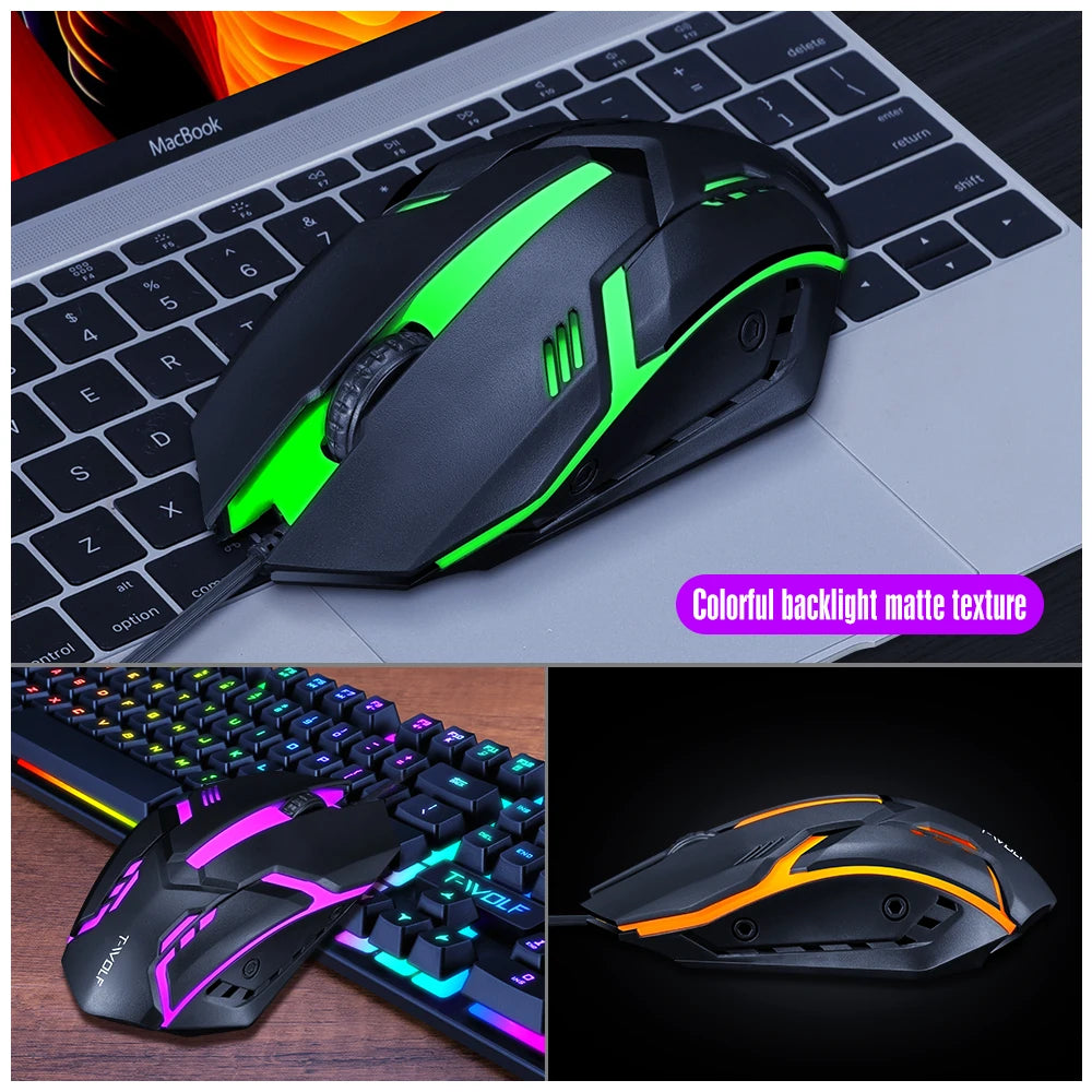 Keyboard and mouse set for gaming, backlit, wired