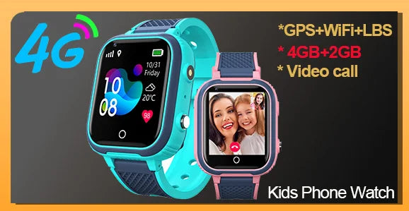 Kids Smartwatch 4G GPS, Video Calls, Wifi Location, SOS Emergency Button