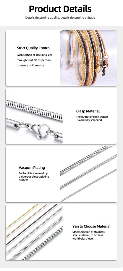 HIYEE Snake Chain Necklace, Classic Unisex Design