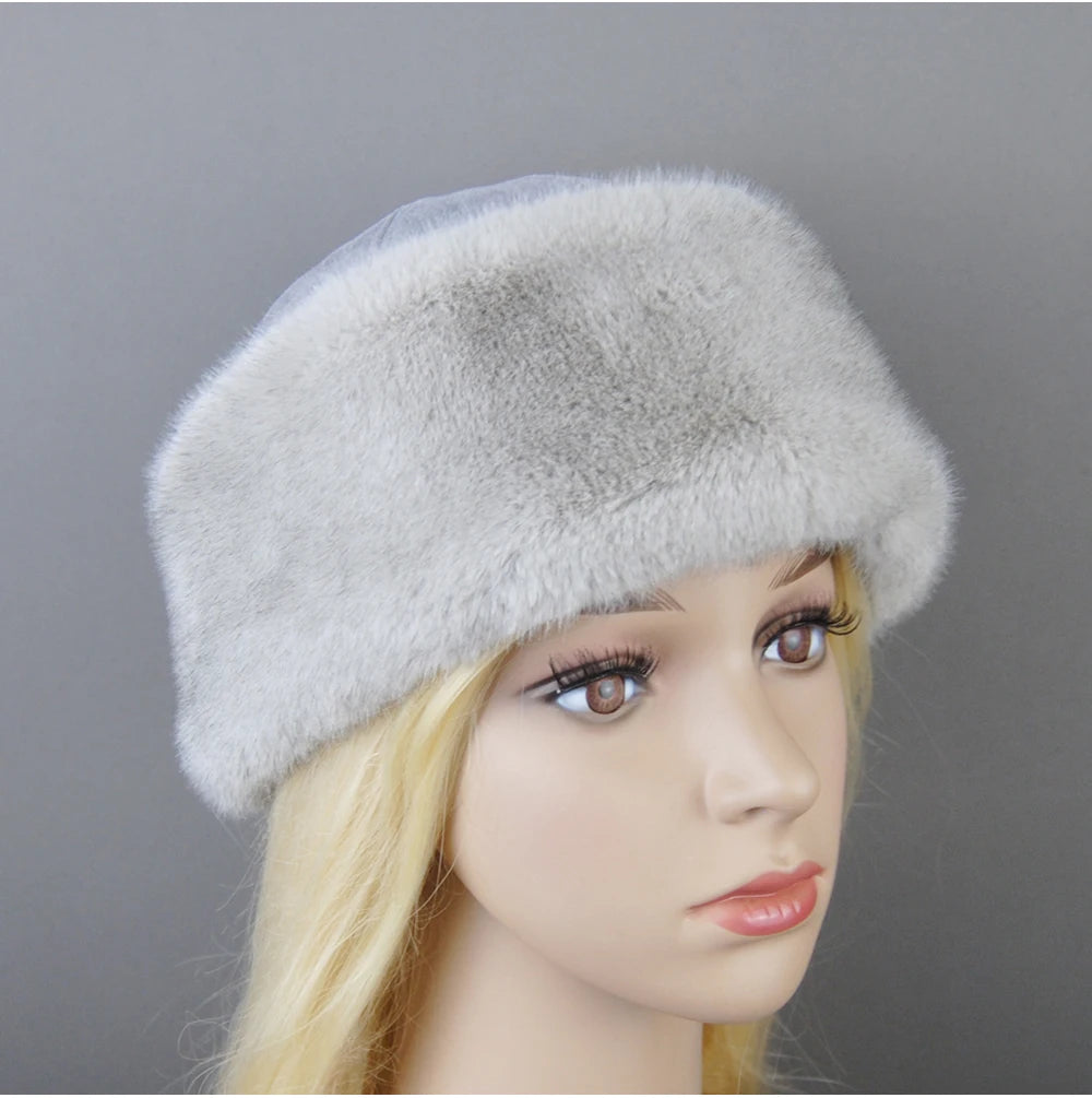 Women's luxury mink fur hat, available in different variations
