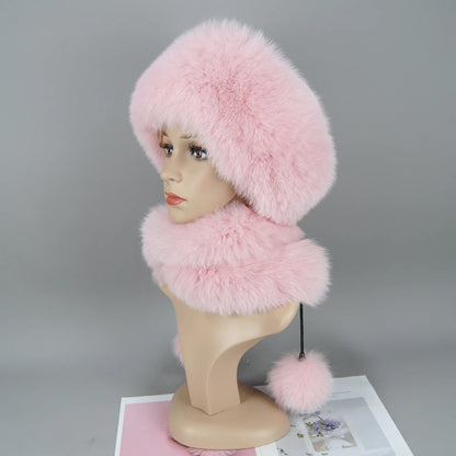 Women's genuine fox fur hat, different shades