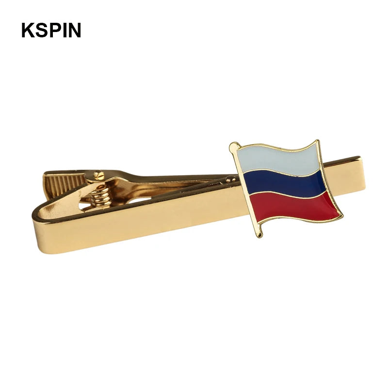 Men's national flag patterned tie bar, multiple countries