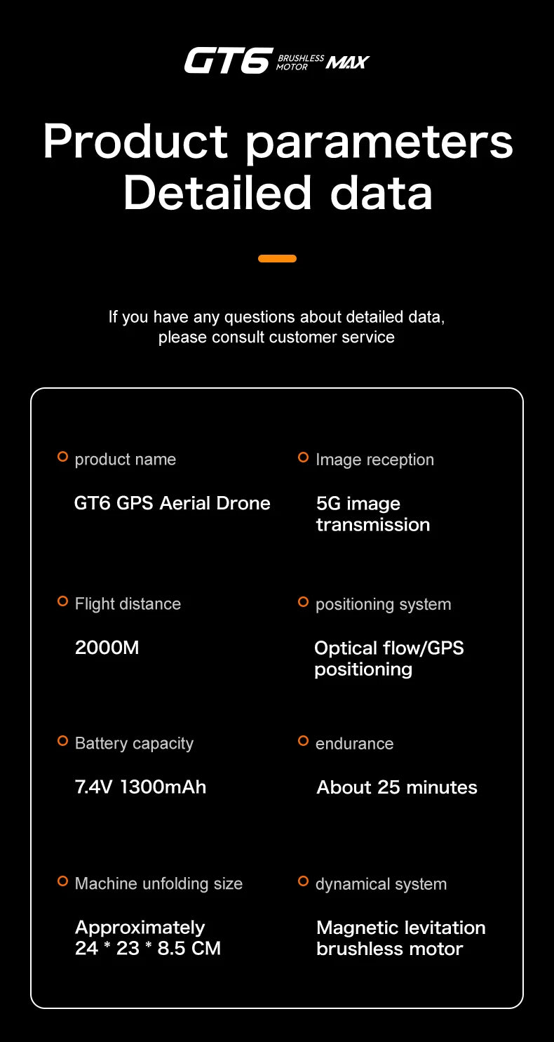 GT6 Max Drone 2025 – 8K Kamera, 5G GPS, 2KM Kantama, Harjaton Moottori – Ammattilaisdroni