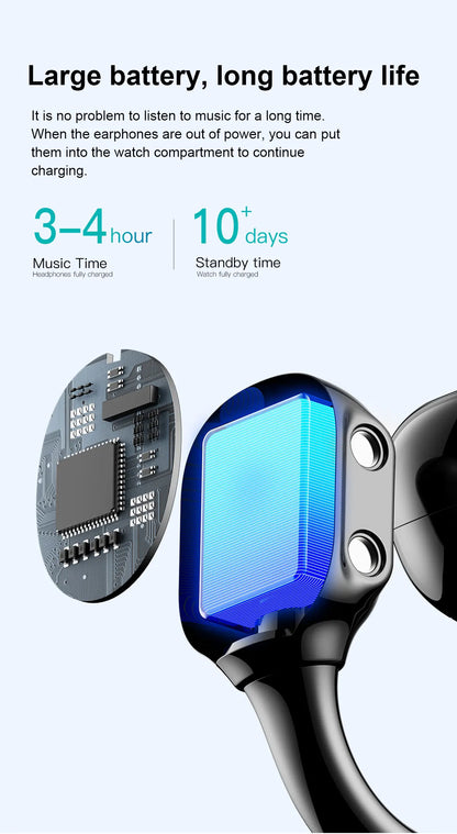 2-in-1 Smartwatch with wireless headphones, calls, health modes, sports modes, New 2025