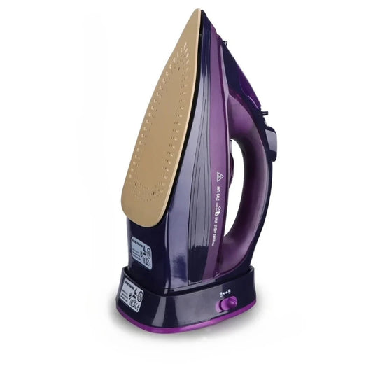 Portable steam iron, dock-mounted