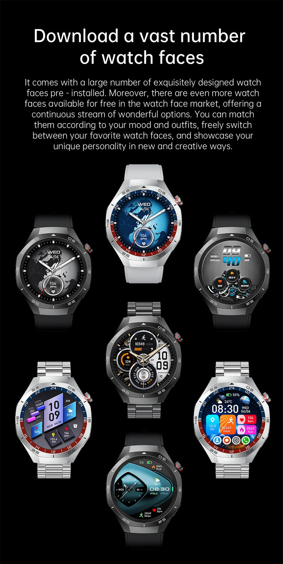 GT5 Pro GPS Smartwatch with AMOLED display, NFC payment function, health tracking