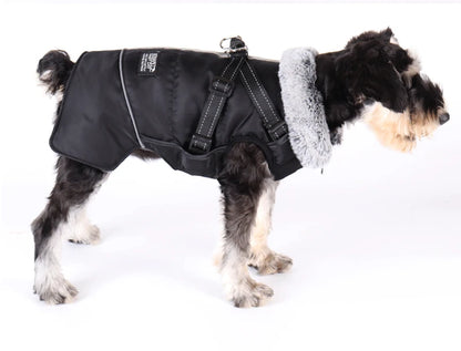 Dog winter jacket with harness, very warm jacket for small and medium-sized dogs