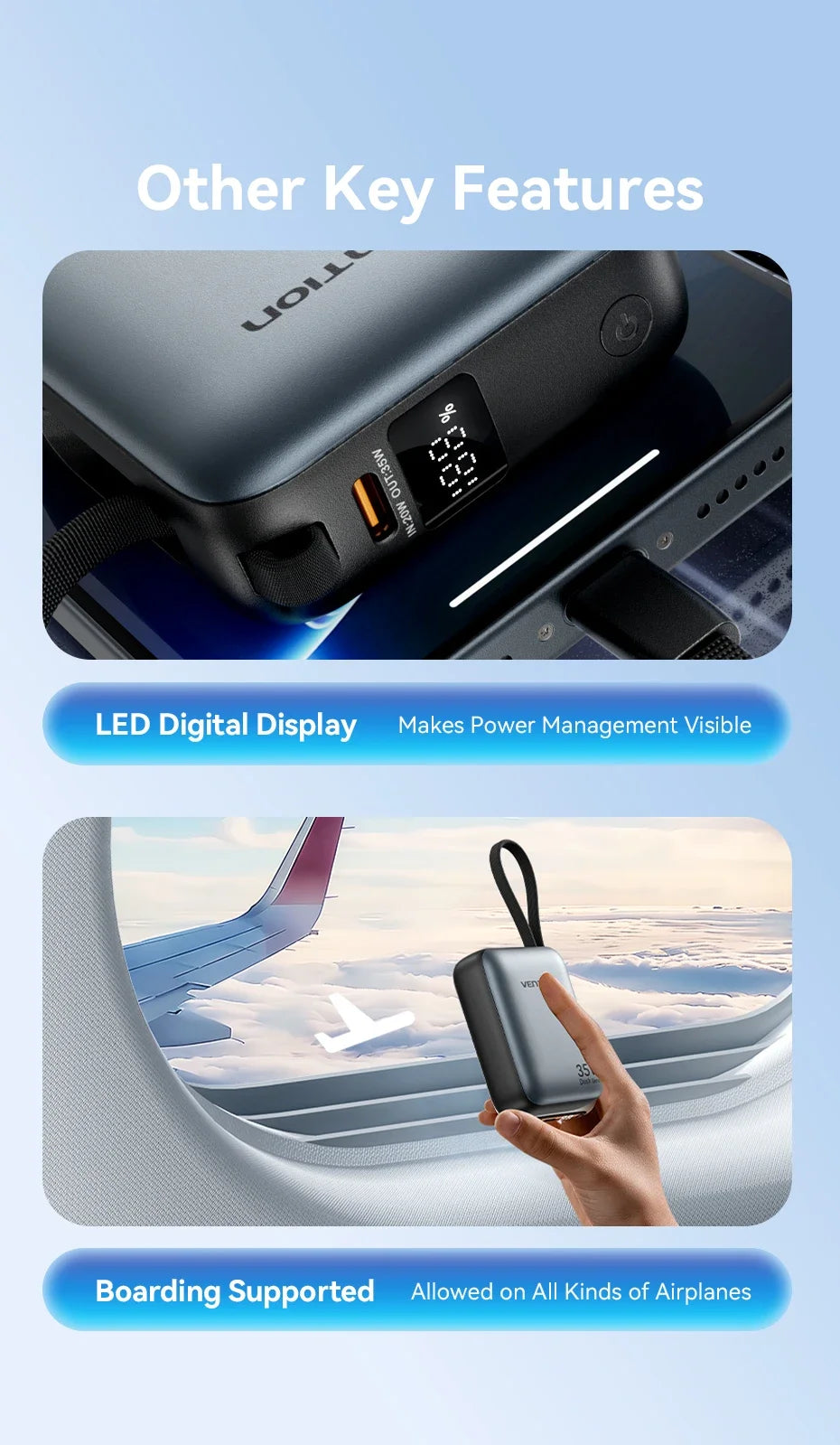 Vention CCV 35W Powerbank, compact 10000mAh, fast charging