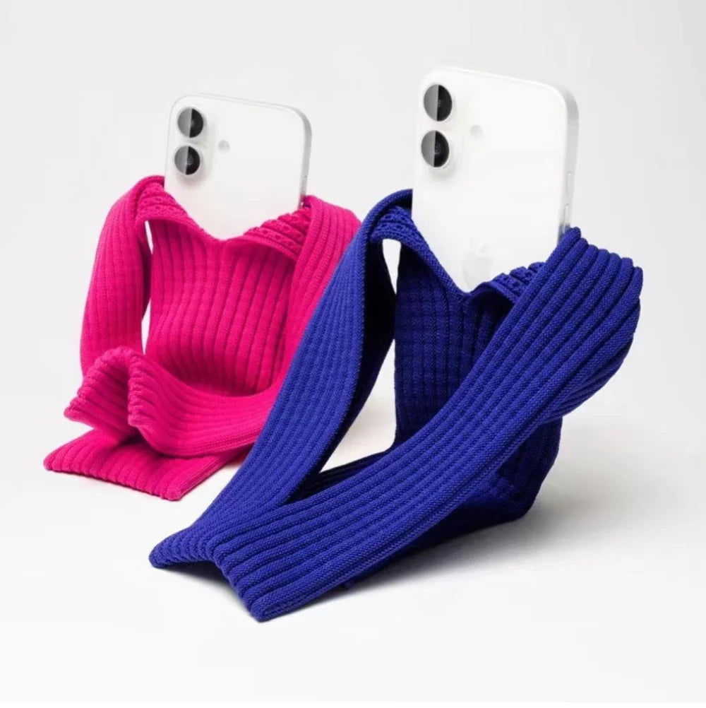 Neulottu Puhelinlaukku – Trendikäs Crossbody-minilaukku Olkahihnalla