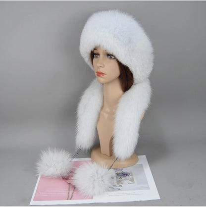 Women's genuine fox fur hat, different shades