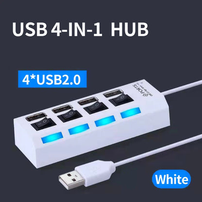 Elough USB 2.0 Hub 4/7 Porttia - Nopea Moniliitäntäinen Jakaja Kytkimellä