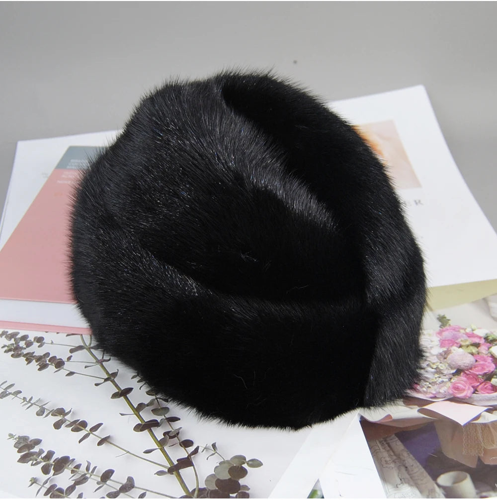 Genuine mink fur hat, luxury winter hat, unisex