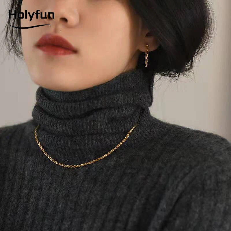 Rope Chain necklace, gold or silver, unisex design