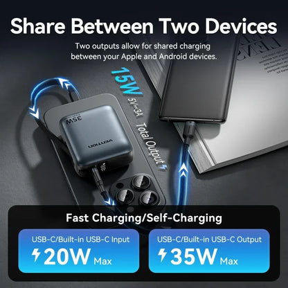 Vention CCV 35W Powerbank, compact 10000mAh, fast charging