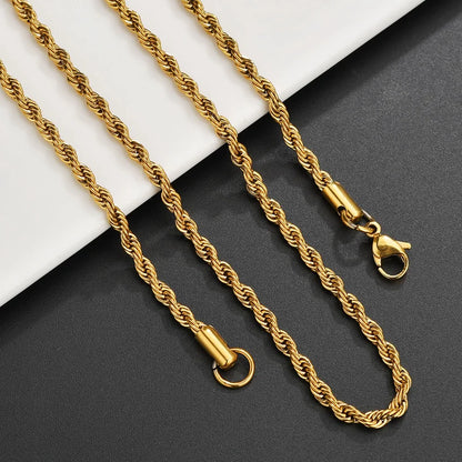 Rope Chain necklace, gold or silver, unisex design