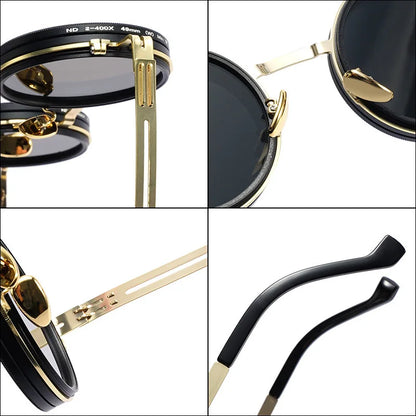 ND9 Polarized Sunglasses, Stepless Filter, Rotating Lens, Retro Style