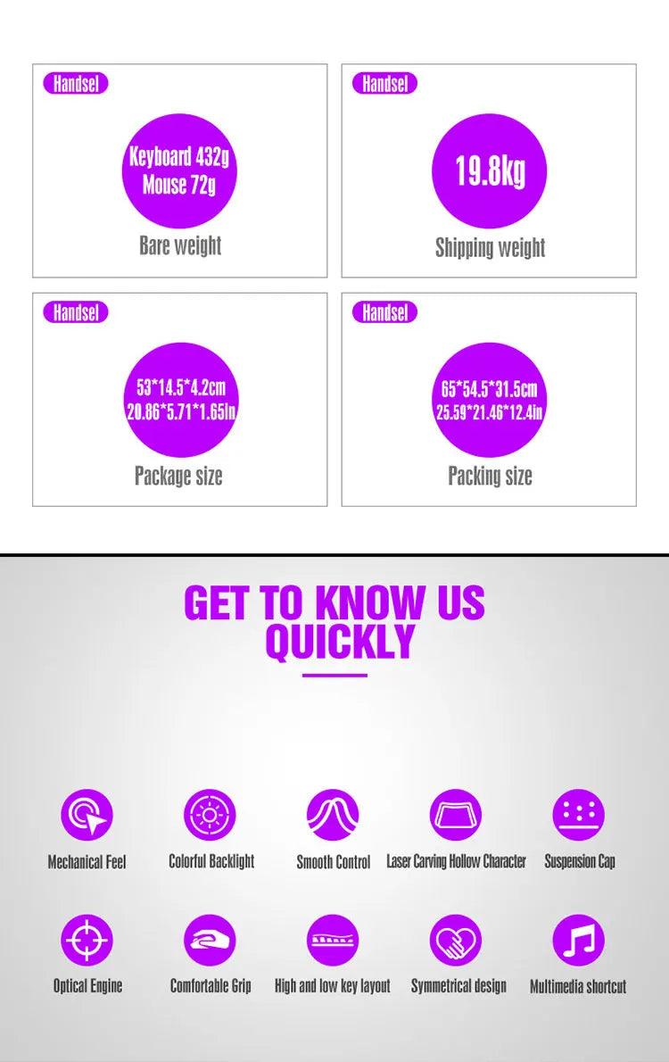 Keyboard and mouse set for gaming, backlit, wired