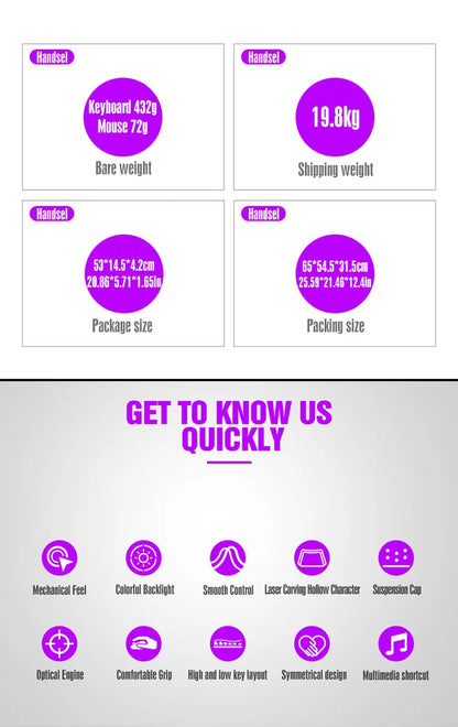 Keyboard and mouse set for gaming, backlit, wired