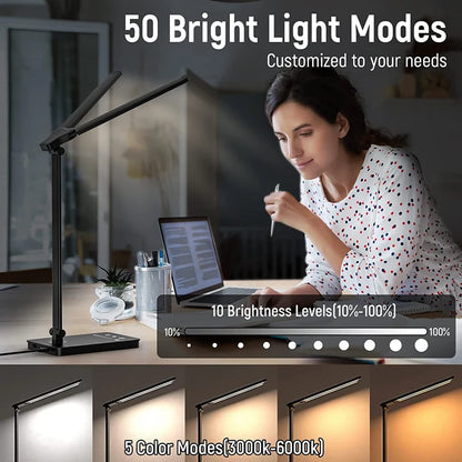 Double-headed LED table lamp, 5 color temperatures, 5 brightness levels